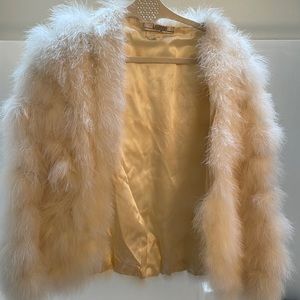 Vintage white Rabbit fur jacket, size 14